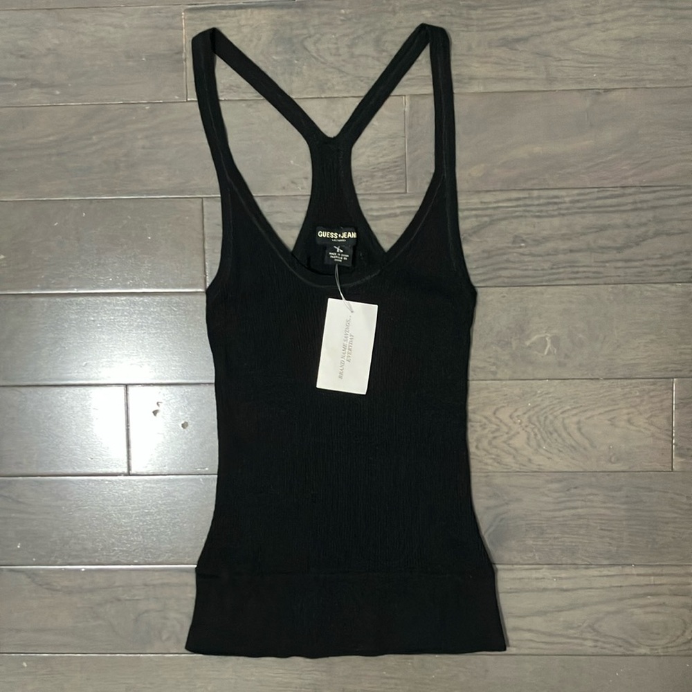 NWT Y2K Vintage Guess Jeans Ribbed Knit Racerback Tank Top Size S